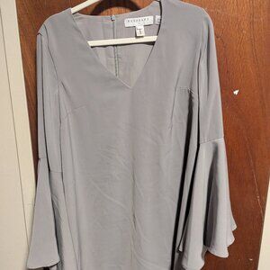gray trumpet sleeve mini dress